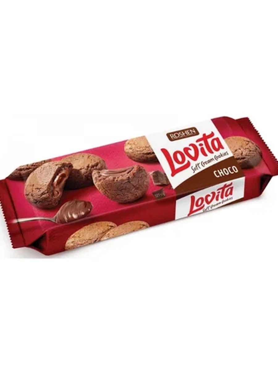 ПЕЧЕНЬЕ СДОБНОЕ LOVITA SOFT CREAM COOKIES С НАЧИНКОЙ ИЗ КАКАО МОЛОКО 127ГР