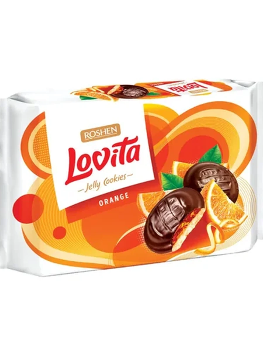 ПЕЧЕНЬЕ LOVITA ДЖЕЛЛИ ЖЕЛЕЙНЫЙ НАЧИНКОЙ АПЕЛЬСИН 420ГР