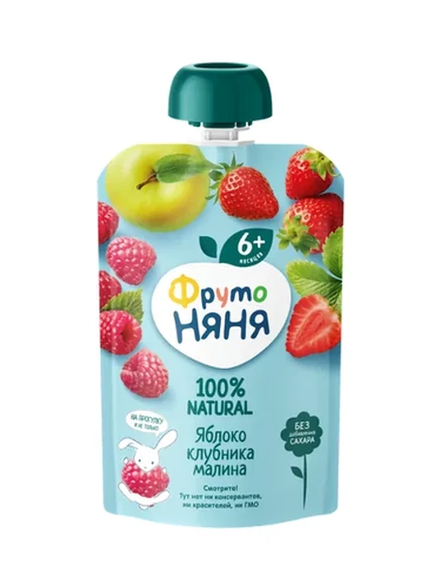 ПЮРЕ ФРУТО НЯНЯ ЯБЛОКО/КЛУБНИКИ/МАЛИНА 90ГР