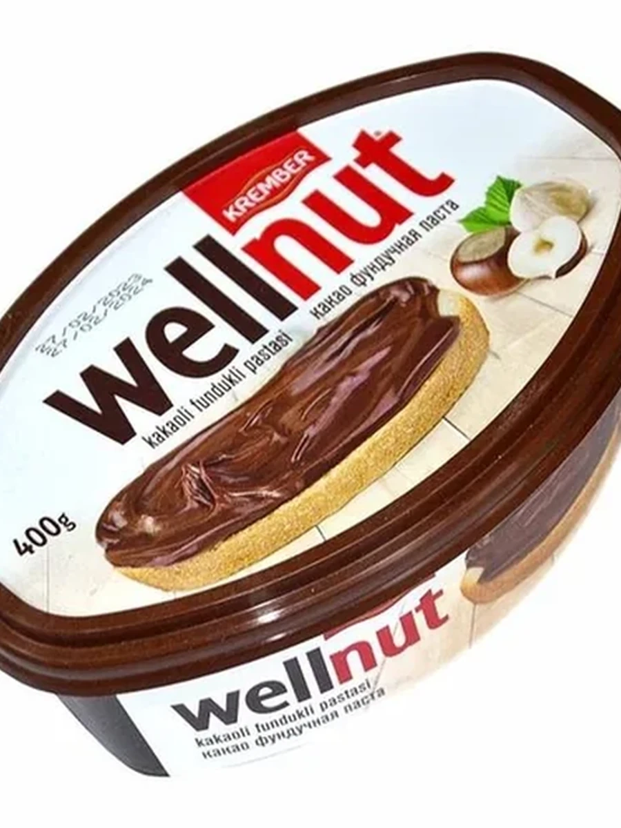 ПАСТА ШОКОЛАДНАЯ КАКАО-ФУНДУЧНАЯ WELLNUT 400ГР
