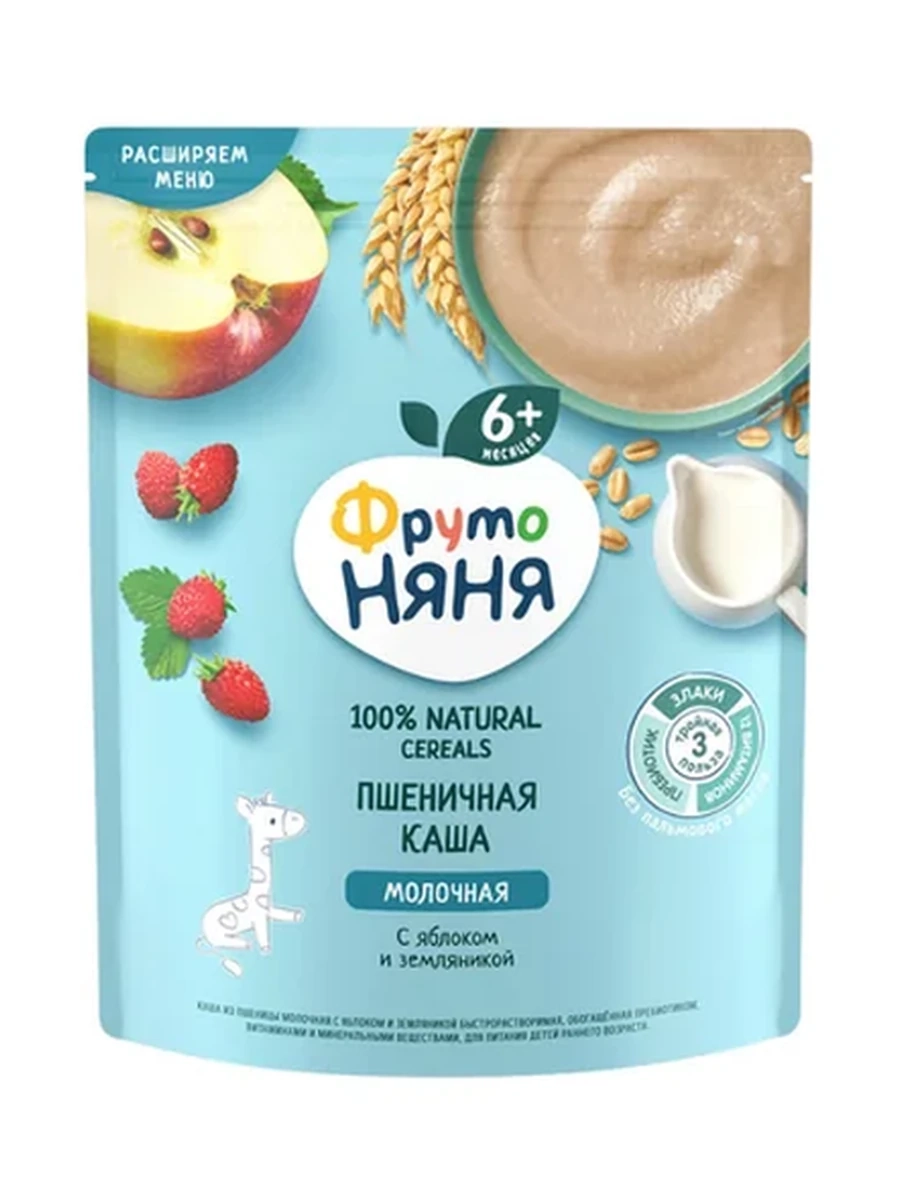 КАША ФРУТО НЯНЯ ПШЕНИЧНАЯ ЯБЛОКО/ЗЕМЛЯНИКА 200ГР
