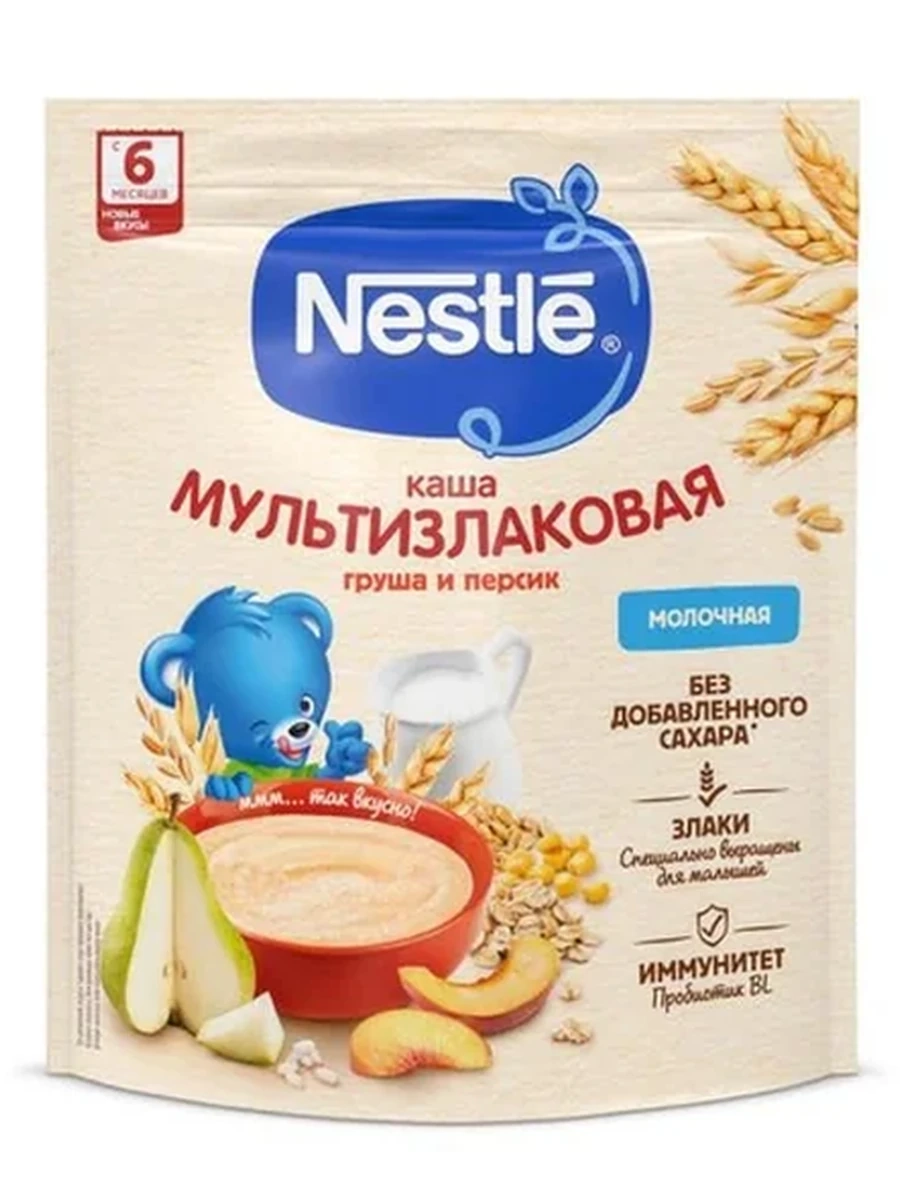 КАША БЕЗМОЛОЧНАЯ МУЛЬТИЗЛАКОВАЯ NESTLE ГРУША/ПЕРСИК С 6 МЕС 200ГР