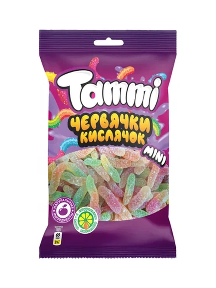 МАРМЕЛАД ЖЕВАТЕЛЬНЫЙ TAMMI ЧЕРВЯЧКИ КИСЛЯЧКИ 45 ГР