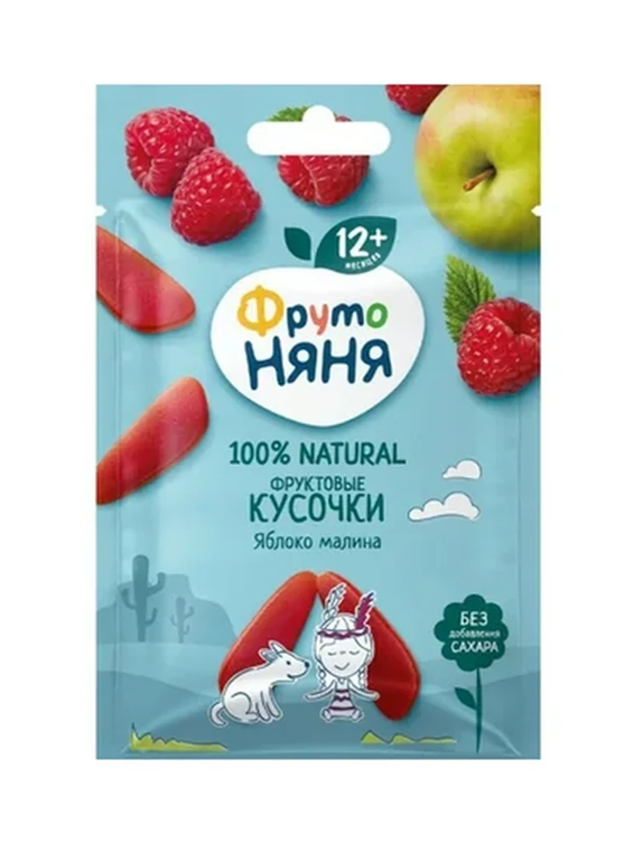 ПАСТИЛА ФРУТО НЯНЯ ФРУКТОВЫЕ КУСОЧКИ ЯБЛОКО/МАЛИНА 15ГР