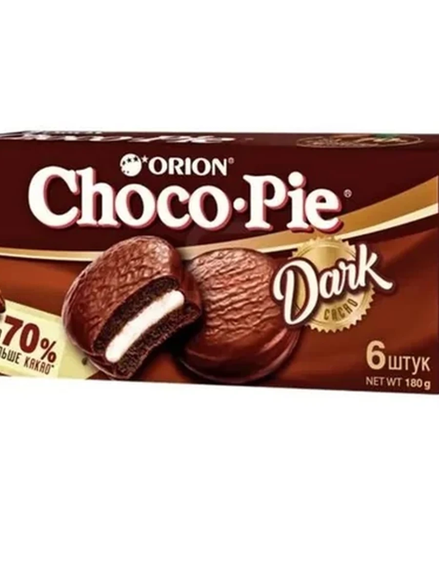 ПИРОЖНОЕ CHOCO PIE ORION DARK 6ШТ 180ГР