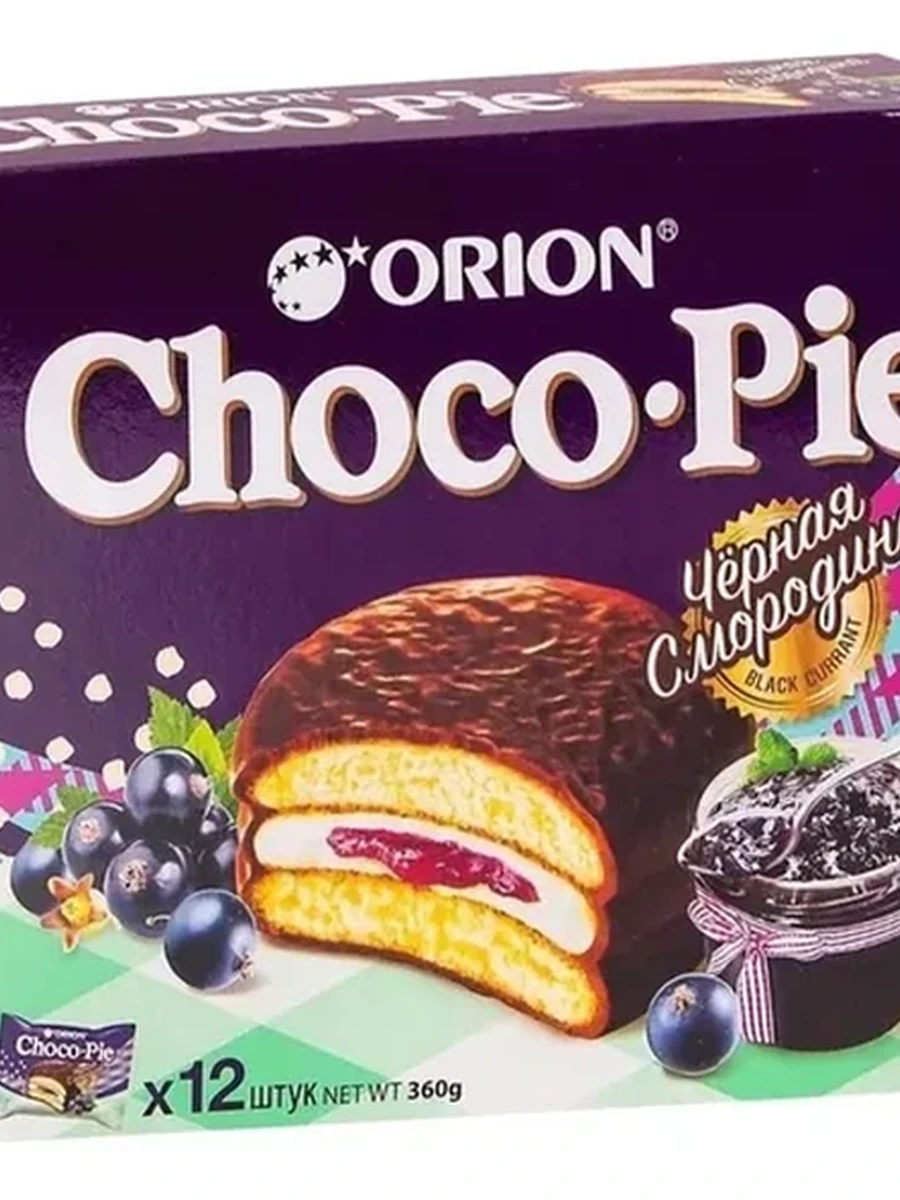 ПИРОЖНОЕ CHOCO PIE ORION СМОРОДИНА 12ШТ 360ГР