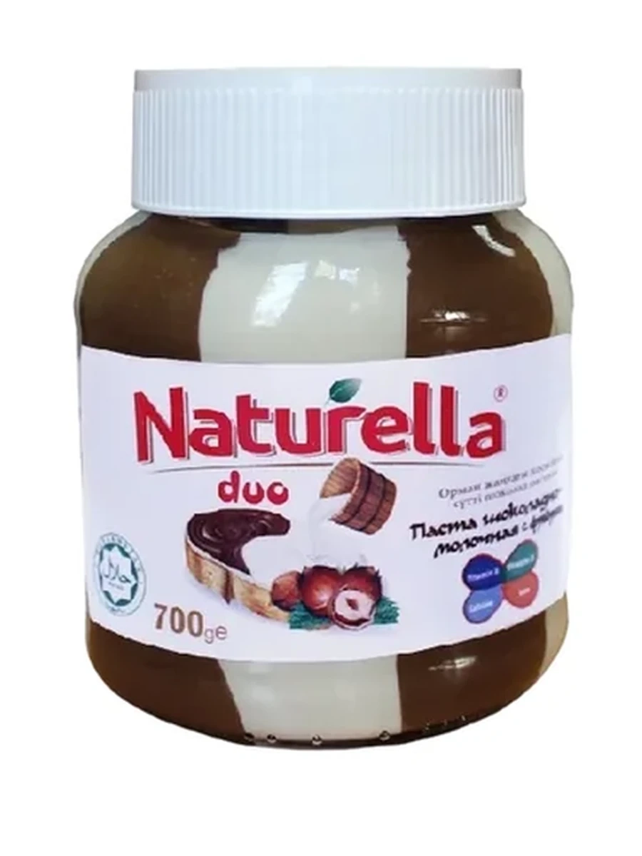 ПАСТА ШОКОЛАДНО-МОЛОЧНАЯ NATURELLA DUO С ФУНДУКОМ 700ГР
