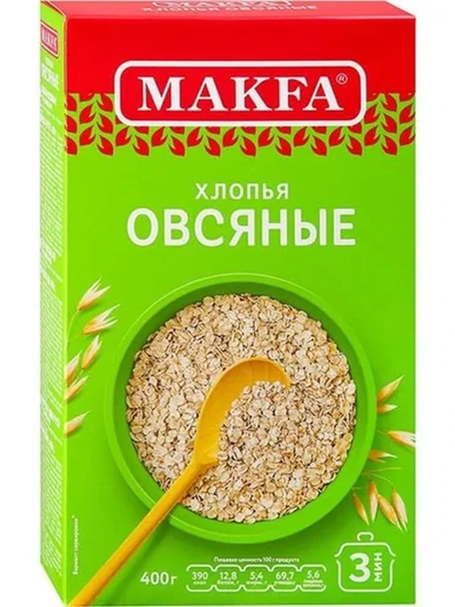 ХЛОПЬЯ ОВСЯНЫЕ МАКФА КОР/УП 400ГР