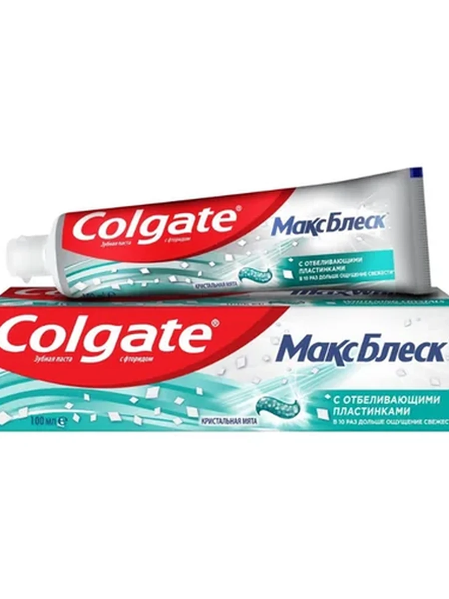 ПАСТА ЗУБНАЯ COLGATE МАКС БЛЕСК С ОТБЕЛИВ ПЛАСТИНКАМИ 100МЛ