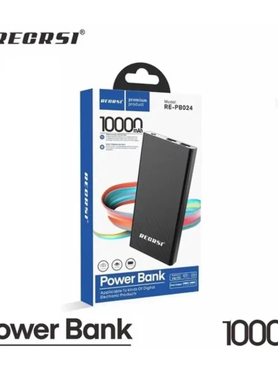Повербанк 10000 mah с быстрой зарядкой / Powerbank Recrsi / Белый