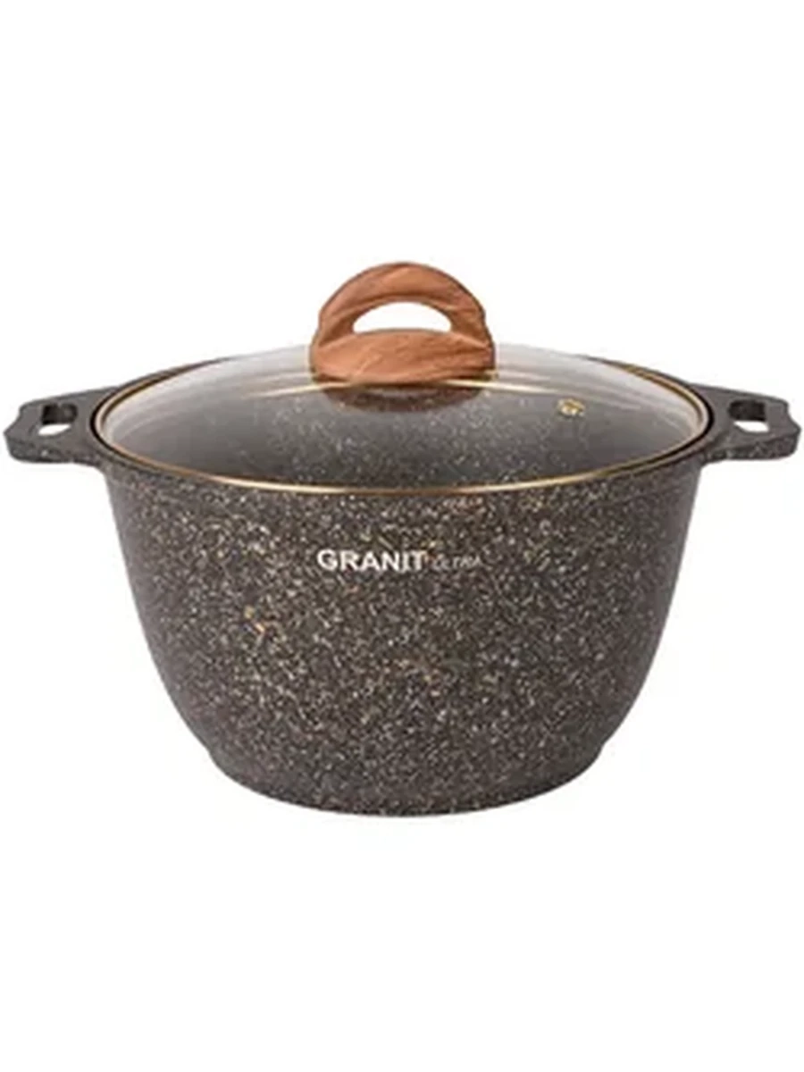 Кастрюля Kukmara объёмом 4 литра из серии Granit Ultra (Black-Gold)