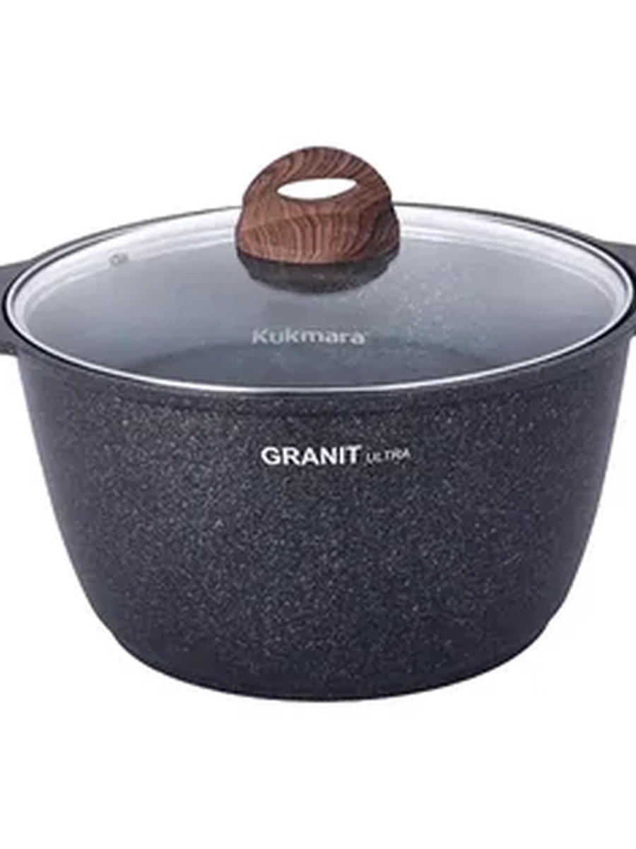 Кастрюля Kukmara 6 л со стеклянной крышкой, АП линия Granit Ultra (Blue)