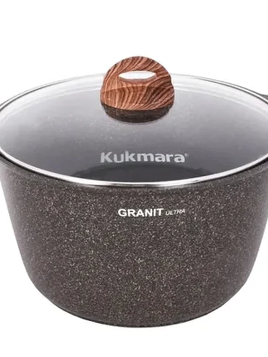Кастрюля Kukmara 8 л со стеклянной крышкой, АП линия Granit Ultra (Original)