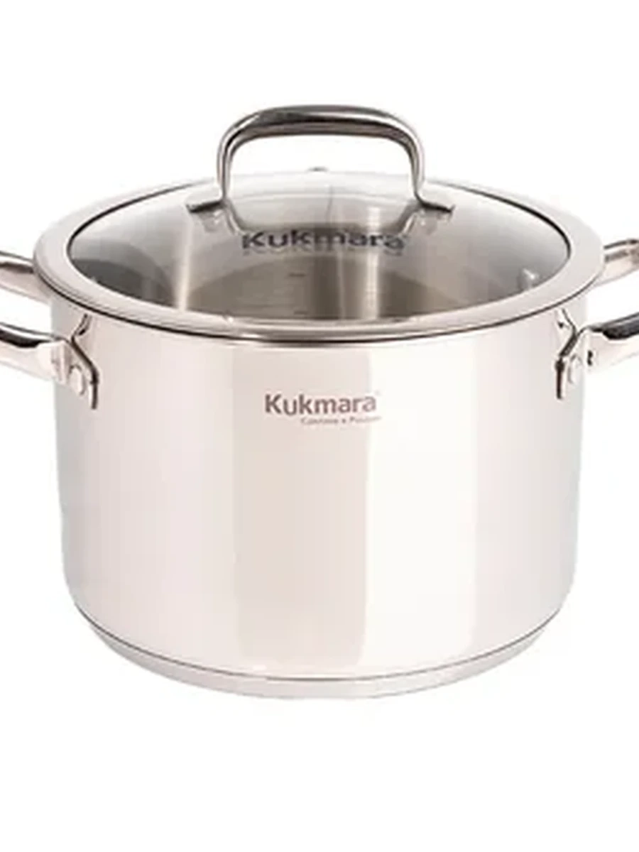 Кастрюля Kukmara из нержавеющей стали 5 л со стеклянной крышкой, линия Leon