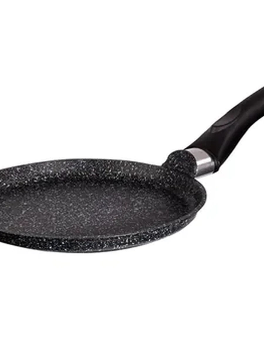 Сковорода блинная Kukmara 220 мм с ручкой, АП линия Granit (Black)