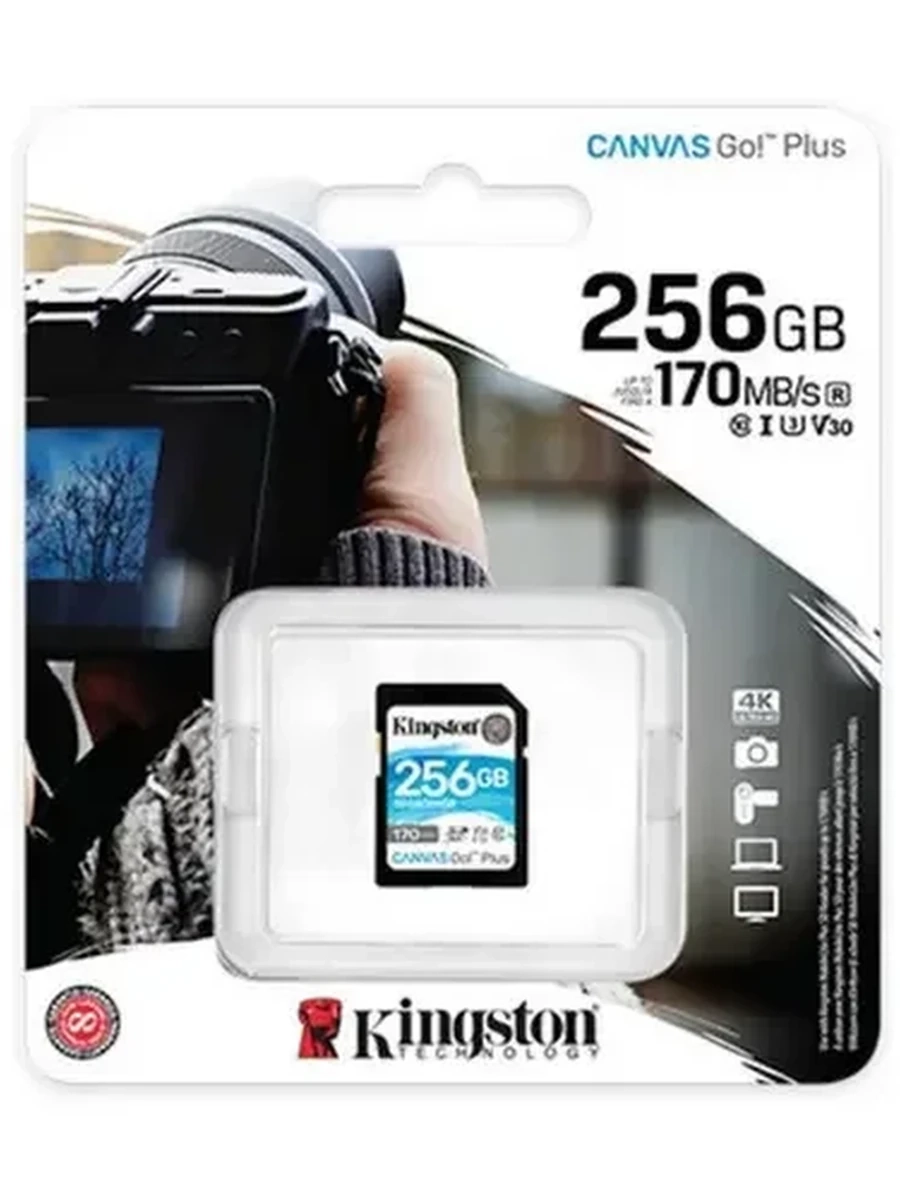 Карта памяти Kingston Canvas Go! Plus [SDXC, U3, 256 Gb, 200 Mb/s]