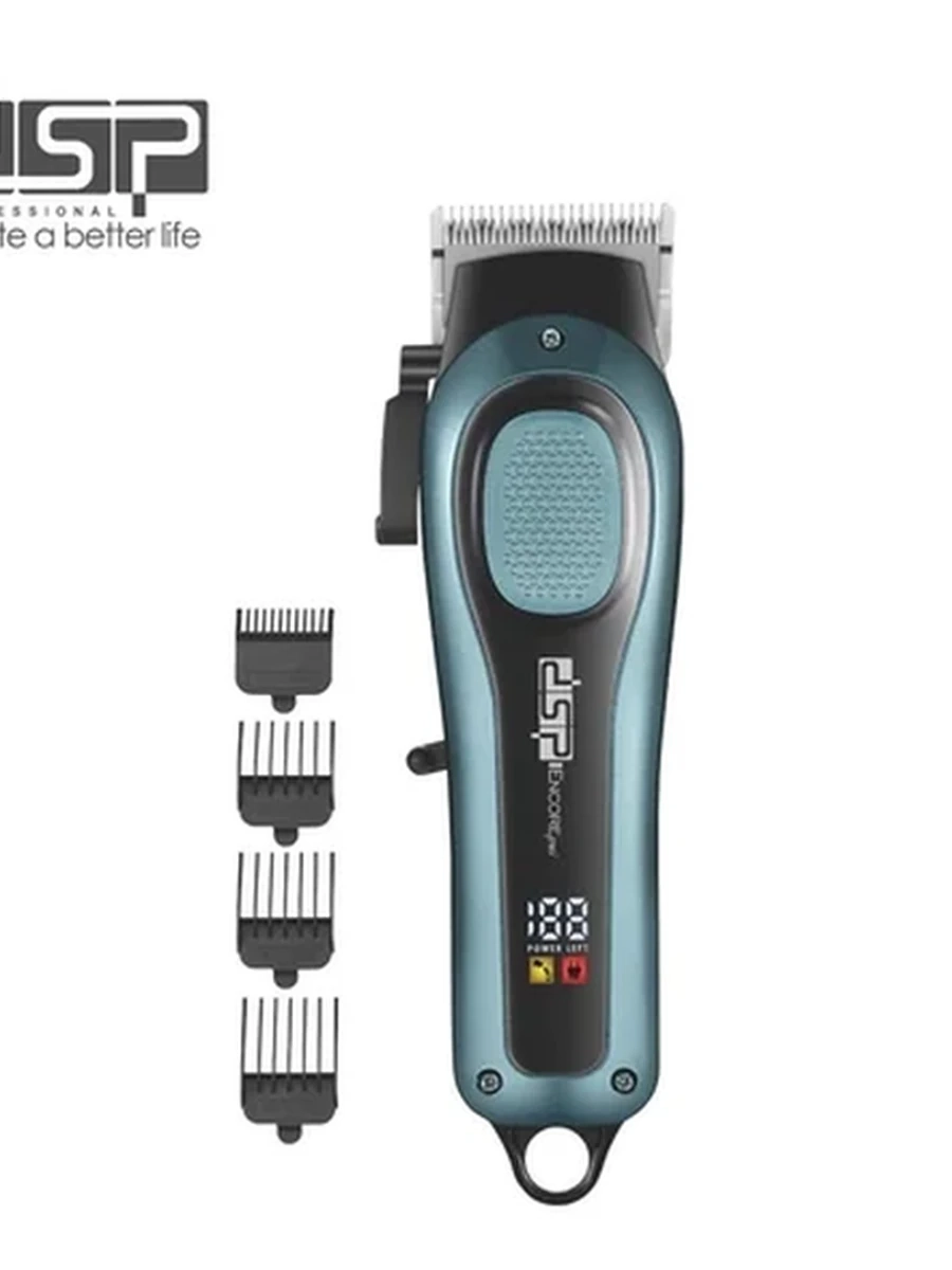 Машинка для стрижки волос DSP Encore Pro беспроводная, профессиональная, с LED дисплеем и насадками