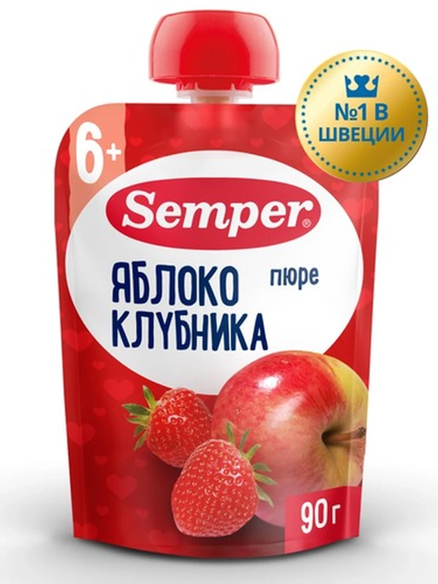 Semper пюре "Яблоко и клубника" (90грx12)