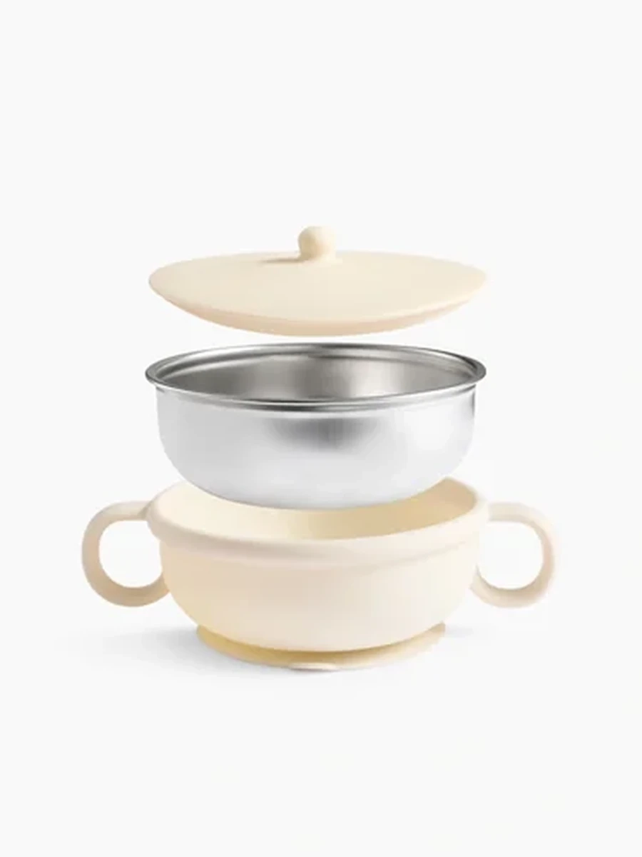 15079, (cream) Тарелка с крышкой и ручками, 250 мл