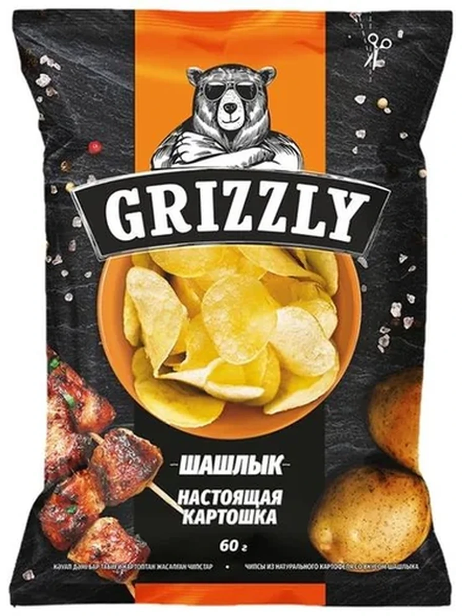 ЧИПСЫ GRIZZLY СО ВКУСОМ ШАШЛЫКА 55ГР