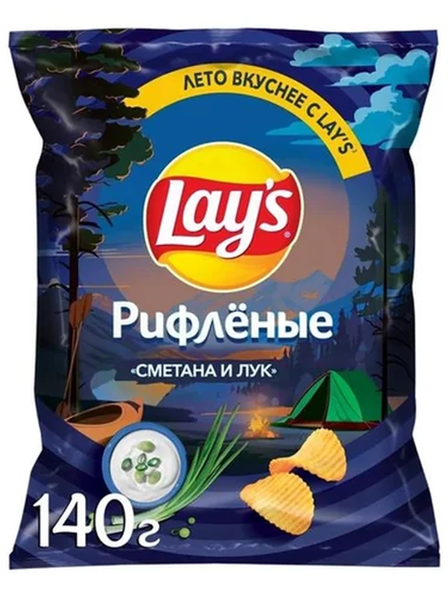 Чипсы Lay's  рифленые сметана и лук 140гр