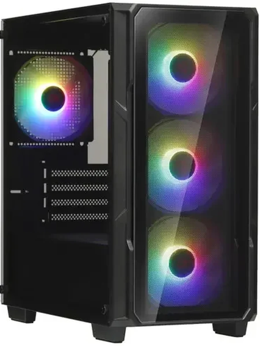 Корпус ARDOR GAMING DOMINION X3-Mini FRGB  Minitower, Black, USB 3.2, 0.45мм, 4*120мм FRGB fan, без БП