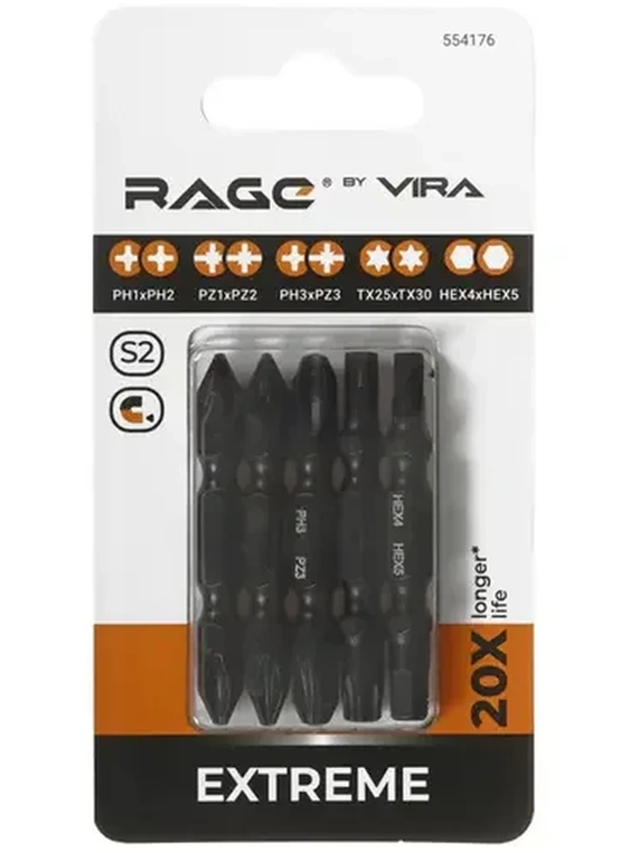 Набор бит RAGE by VIRA 554176 [биты - 1/4", предметов - 5 шт]
