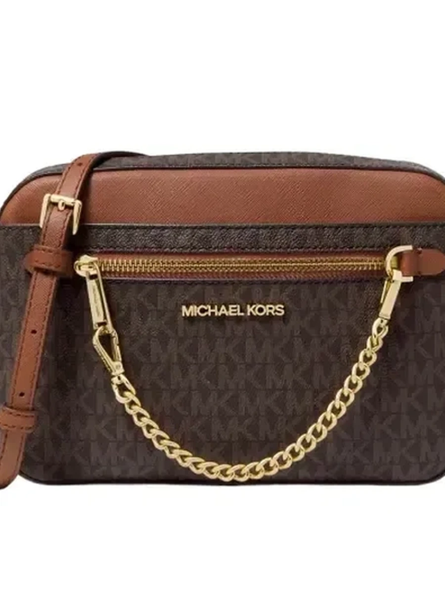 Сумка через плечо с логотипом Michael Kors Jet Set, коричневый