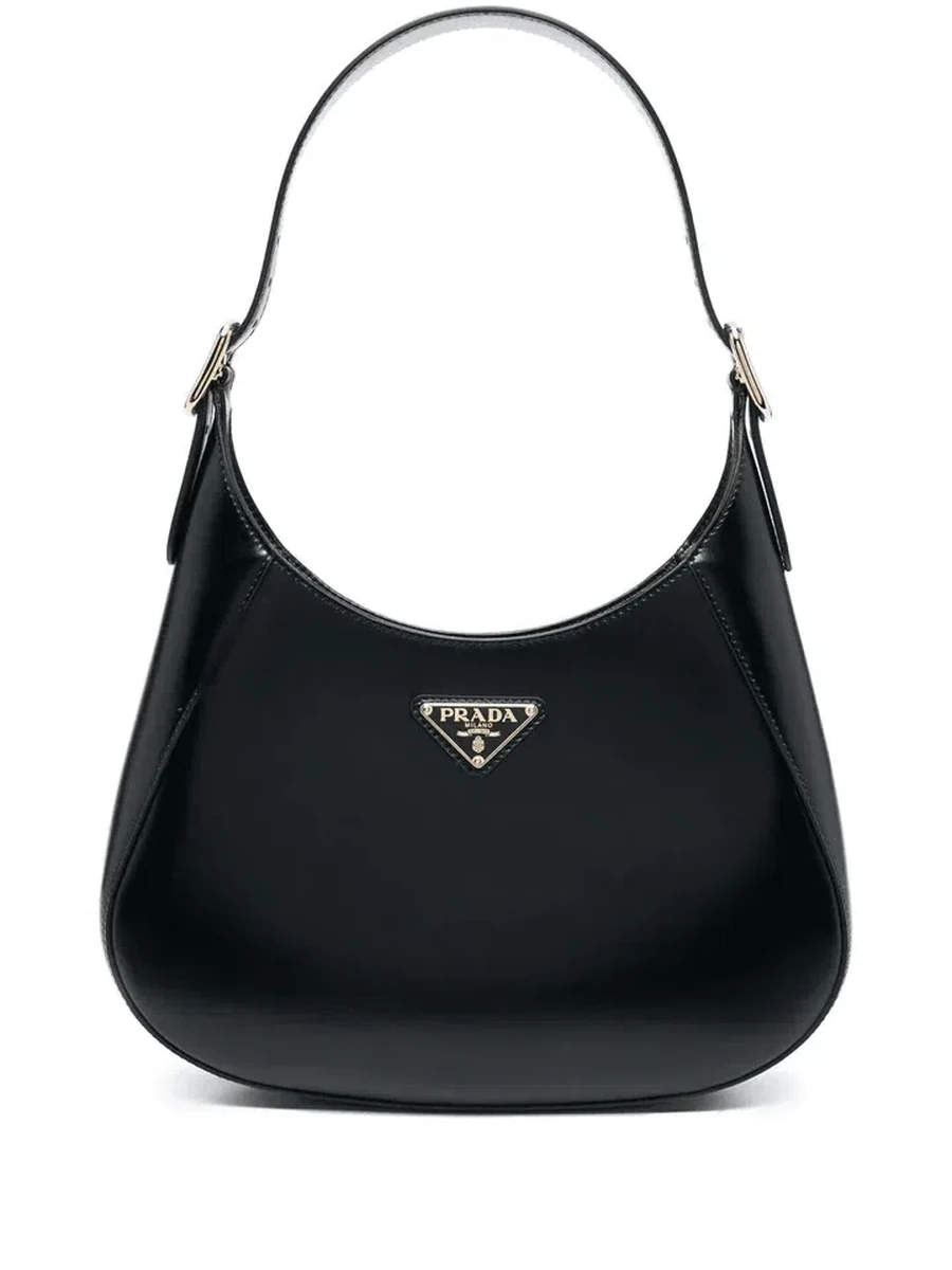 КОЖАНАЯ СУМКА PRADA С ТРЕУГОЛЬНЫМ ЛОГОТИПОМ