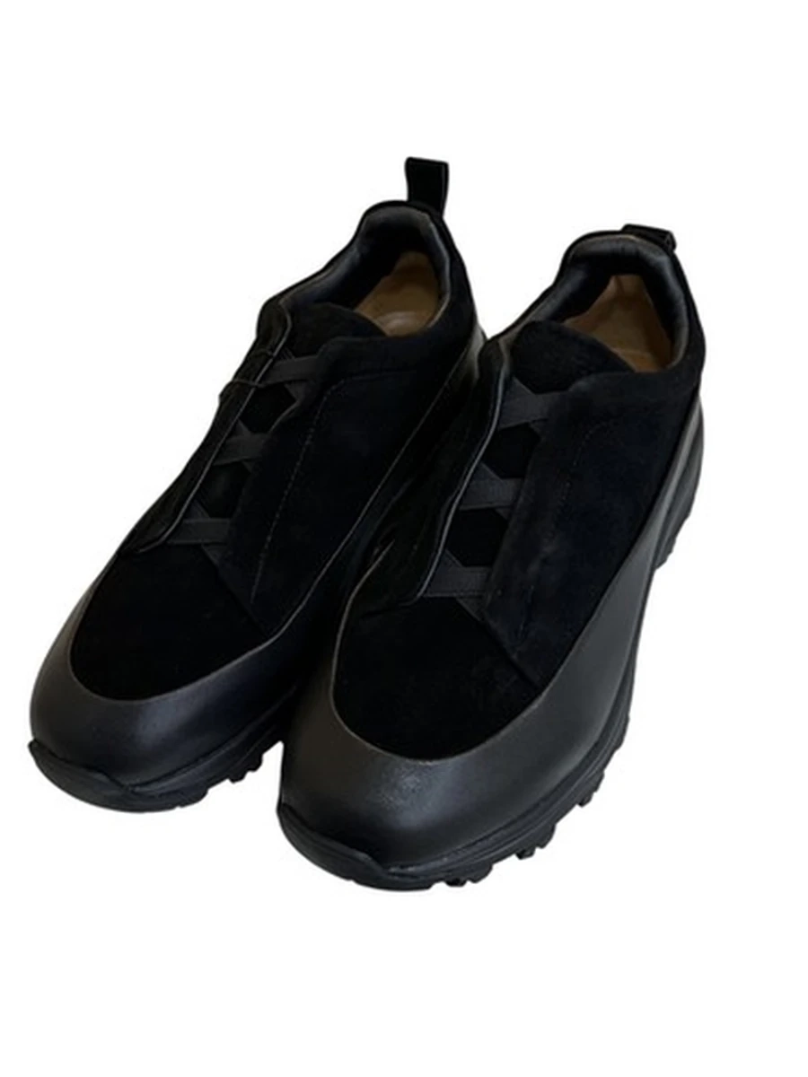 Кроссовки ZEGNA Triple Stitch Monte (Зенья Трипл Стич Монте) черного цвета 41 размера кожаные замшевые демисезонные с нескользящей подошвой.