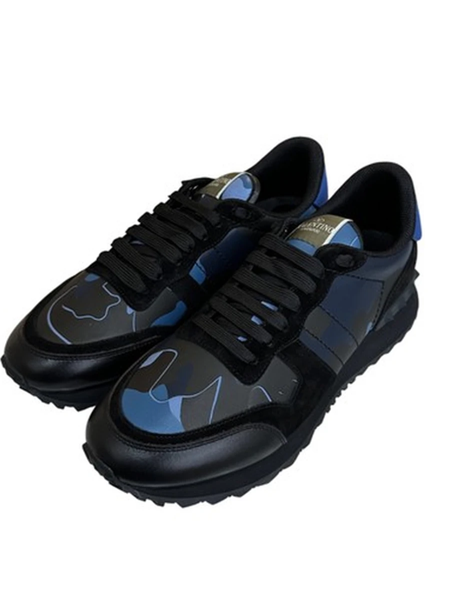 Кроссовки Valentino Rockrunner Синие (Валентино Синие) синего цвета 43 размер кожаные замшевые демисезонные