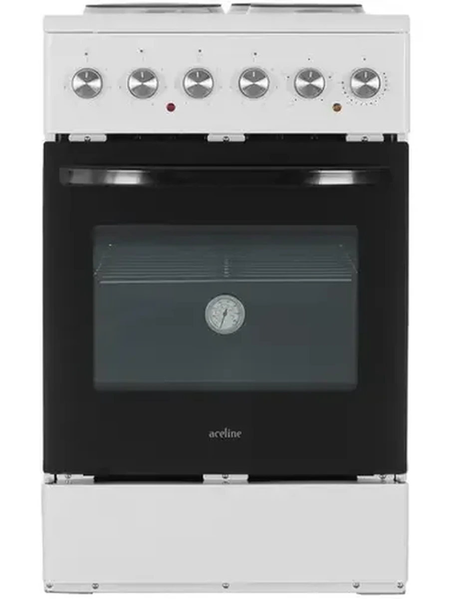 Электрическая плита Aceline EC50-L02 [50 см, эмал. сталь, конф. - чугун - 4 шт, духовка - 60 л] Белый