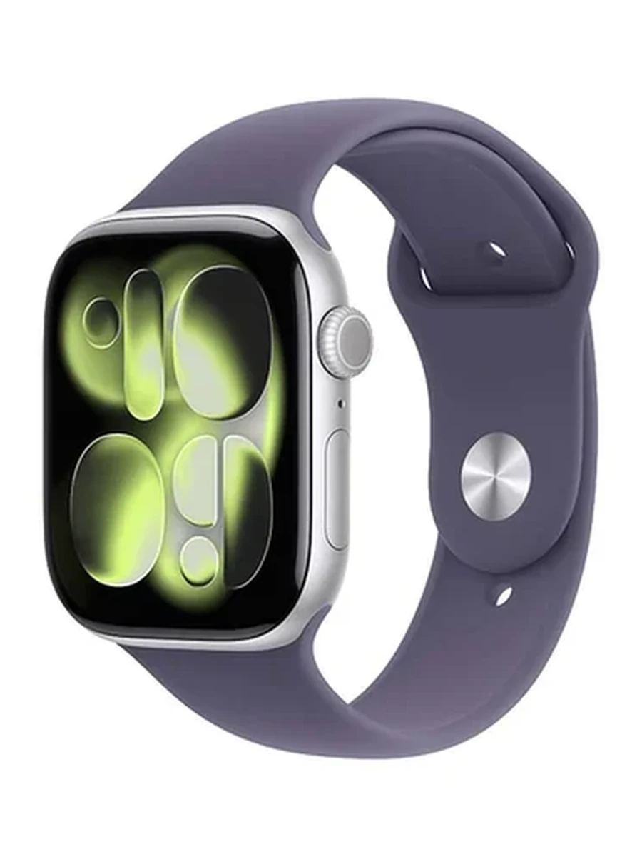 Apple Watch Series 11 GPS, 42mm Silver Aluminum Case with Purple Fog Sport Band – S/M