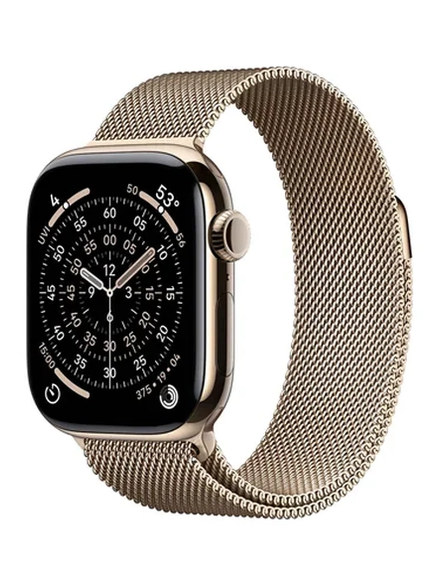 Apple Watch Series 11 GPS + Cellular, 46mm Gold Titanium Case with Gold Milanese Loop – M/L