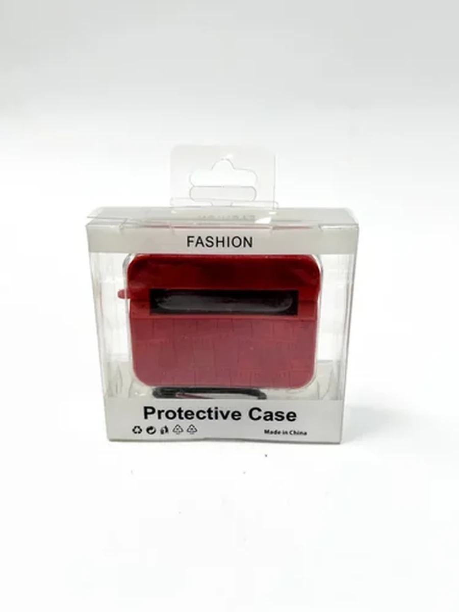 Кожаный чехол для AirPods Fashion цвет красный