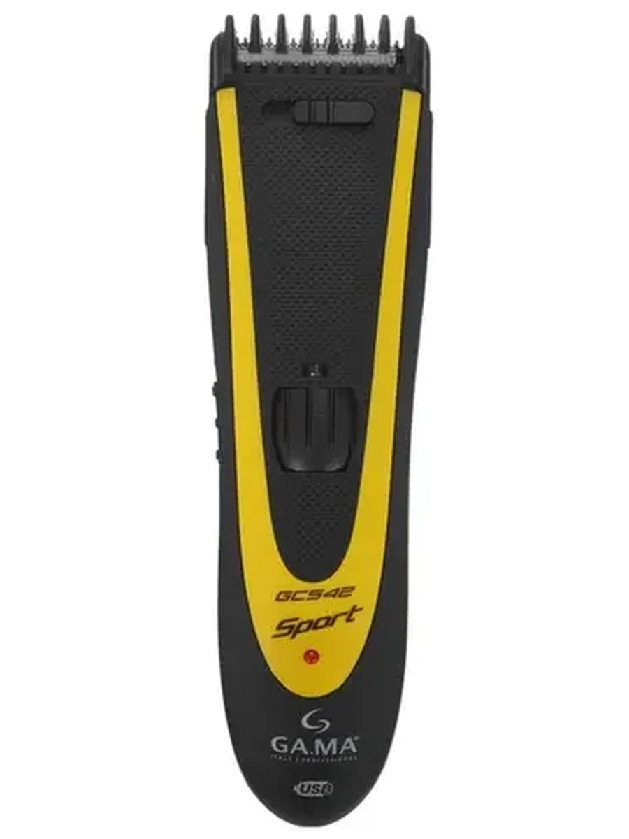 Машинка для стрижки GA.МА GC542 SPORT - HF черный/желтый [длина стрижки до 24 мм, установок длины - 25, насадок - 1 шт, питание - от аккумулятора]