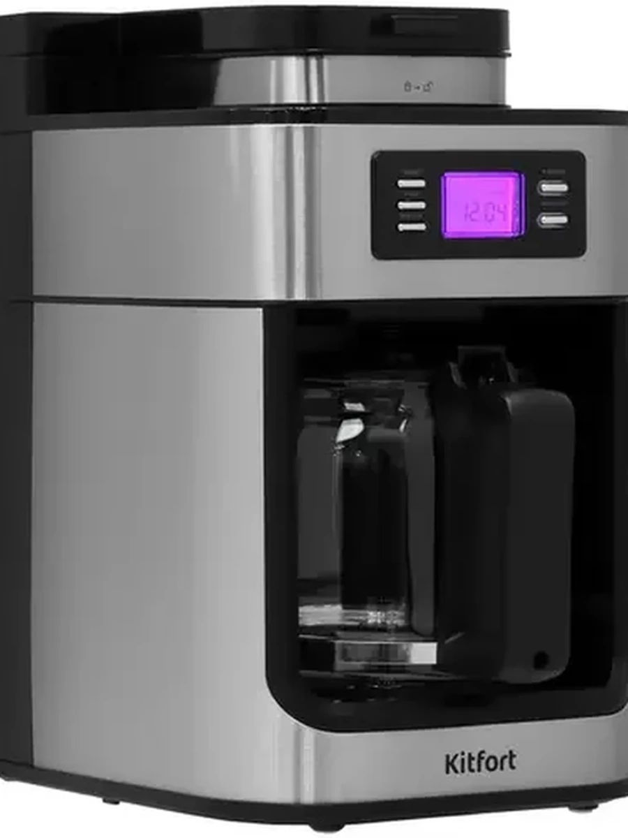 Кофеварка капельная Kitfort KT-781 [1050 Вт, 1000 мл, исп. кофе - зерновой, молотый, серебристый]