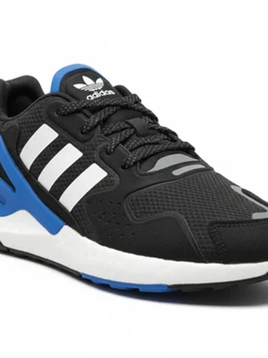 Мужские кроссовки Adidas черные с синими вставками для бега и города