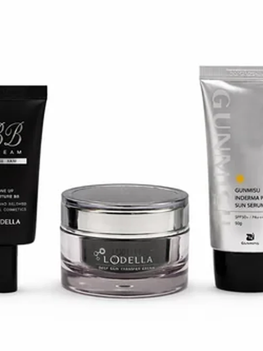 Lodella - Tone Up Moisture BB Cream с SPF 50+/PA+++/GUNMISU - Inderma Protect Sunserum/ Lodella Deep Skin Transfer Cream