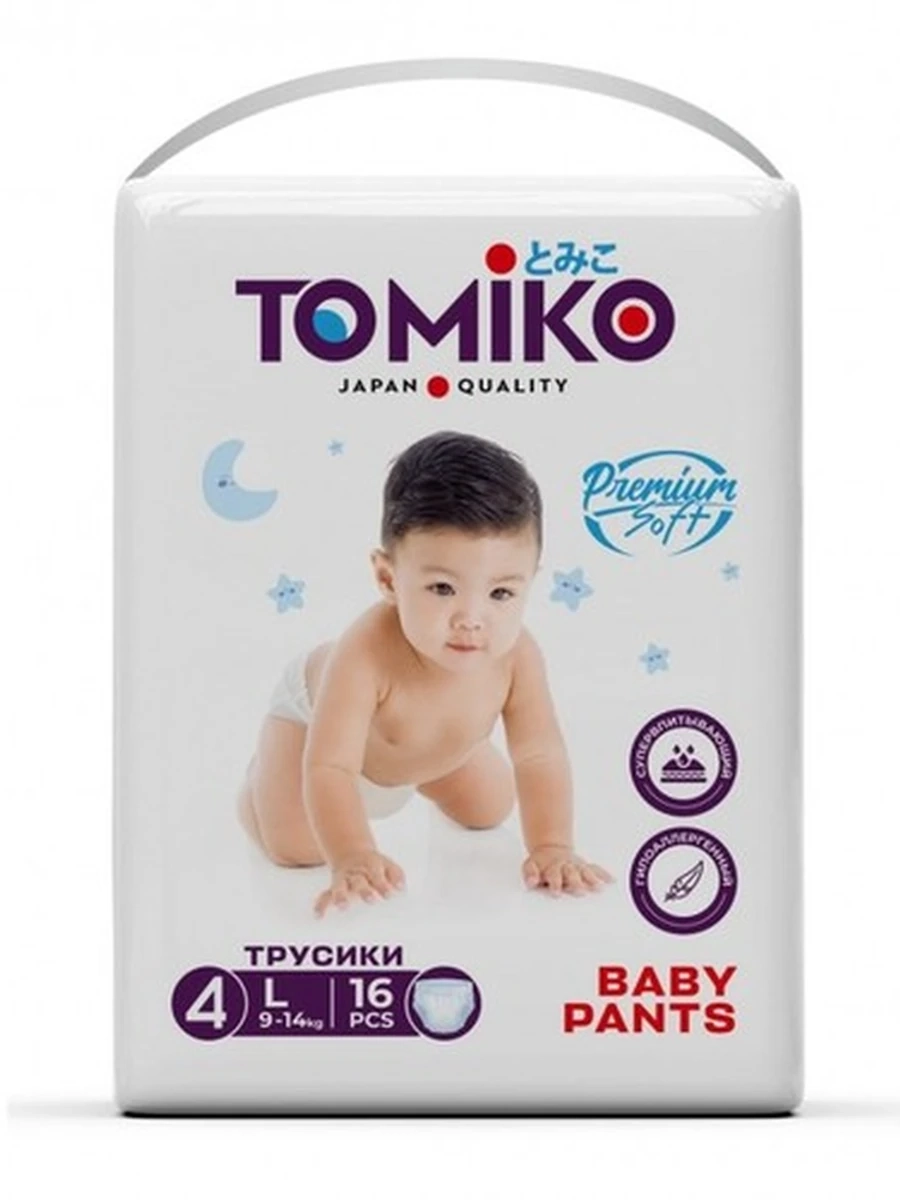 TomiKo Подгузники-трусики Premium Soft (МИНИ-УПАКОВКИ) L (9-14 кг) 16 шт