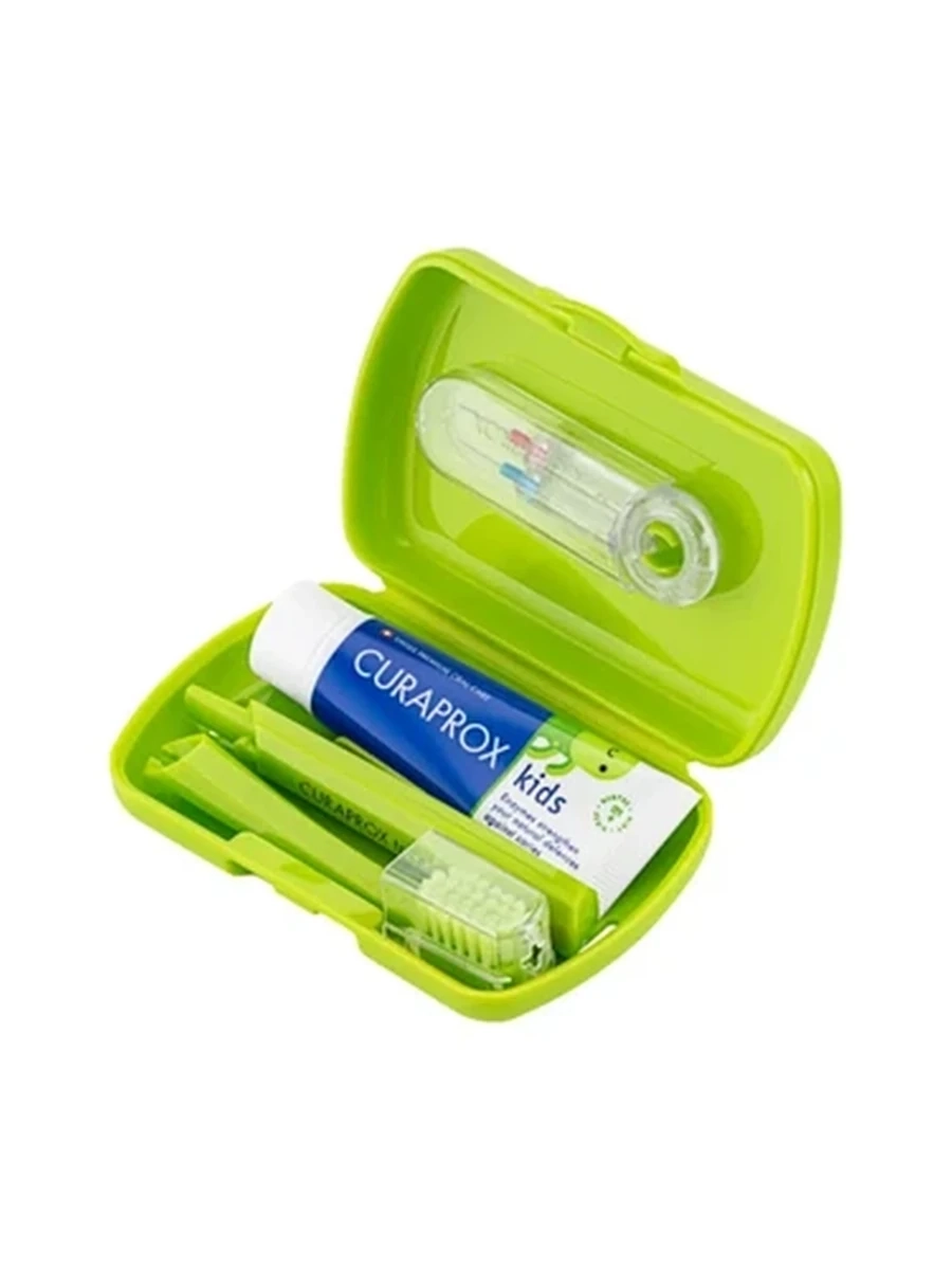 Детский дорожный набор Curaprox Kids Travel Set, цвет зеленый