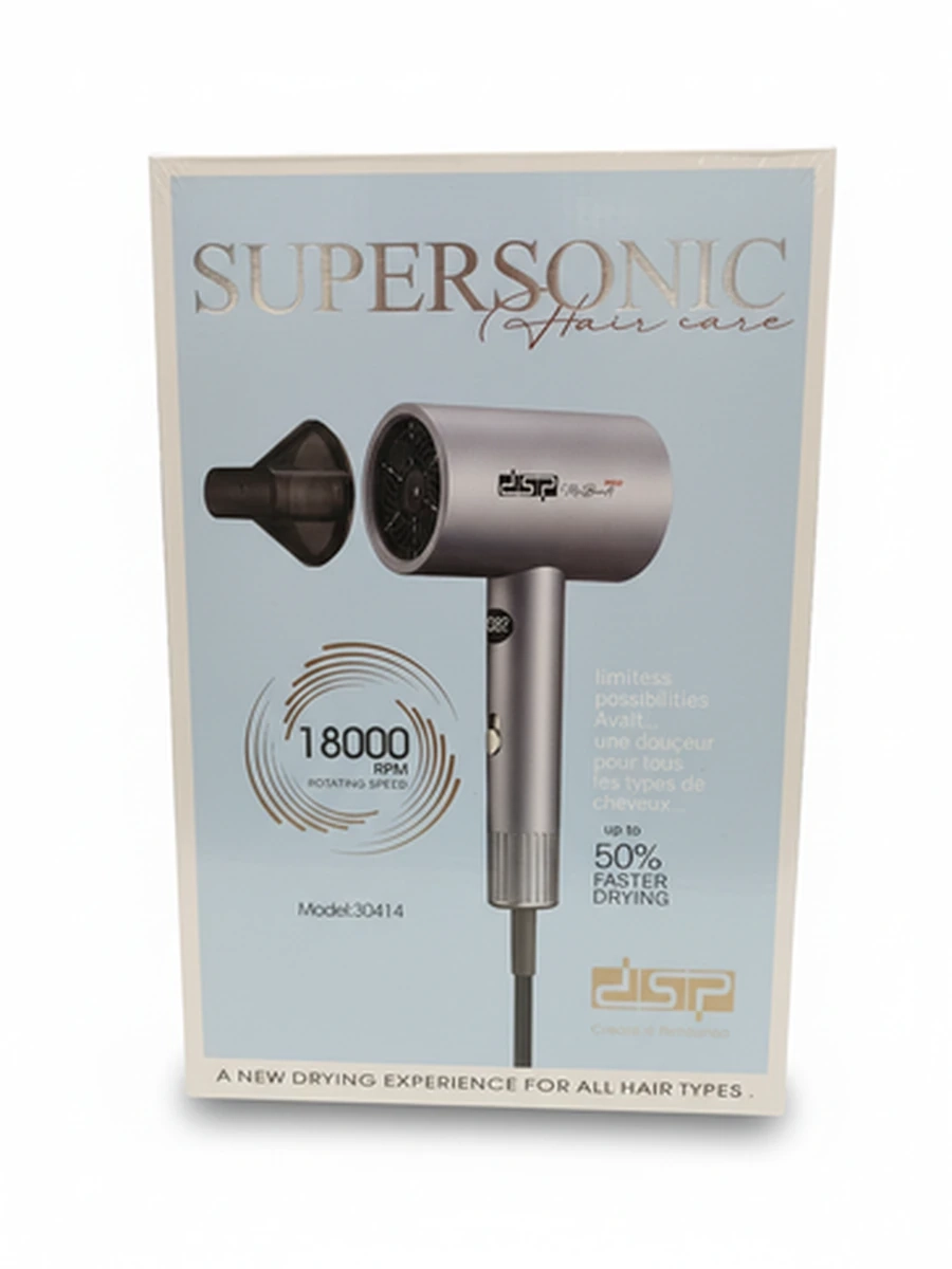 Профессиональный фен для волос DSP Supersonic с ионизацией и насадками