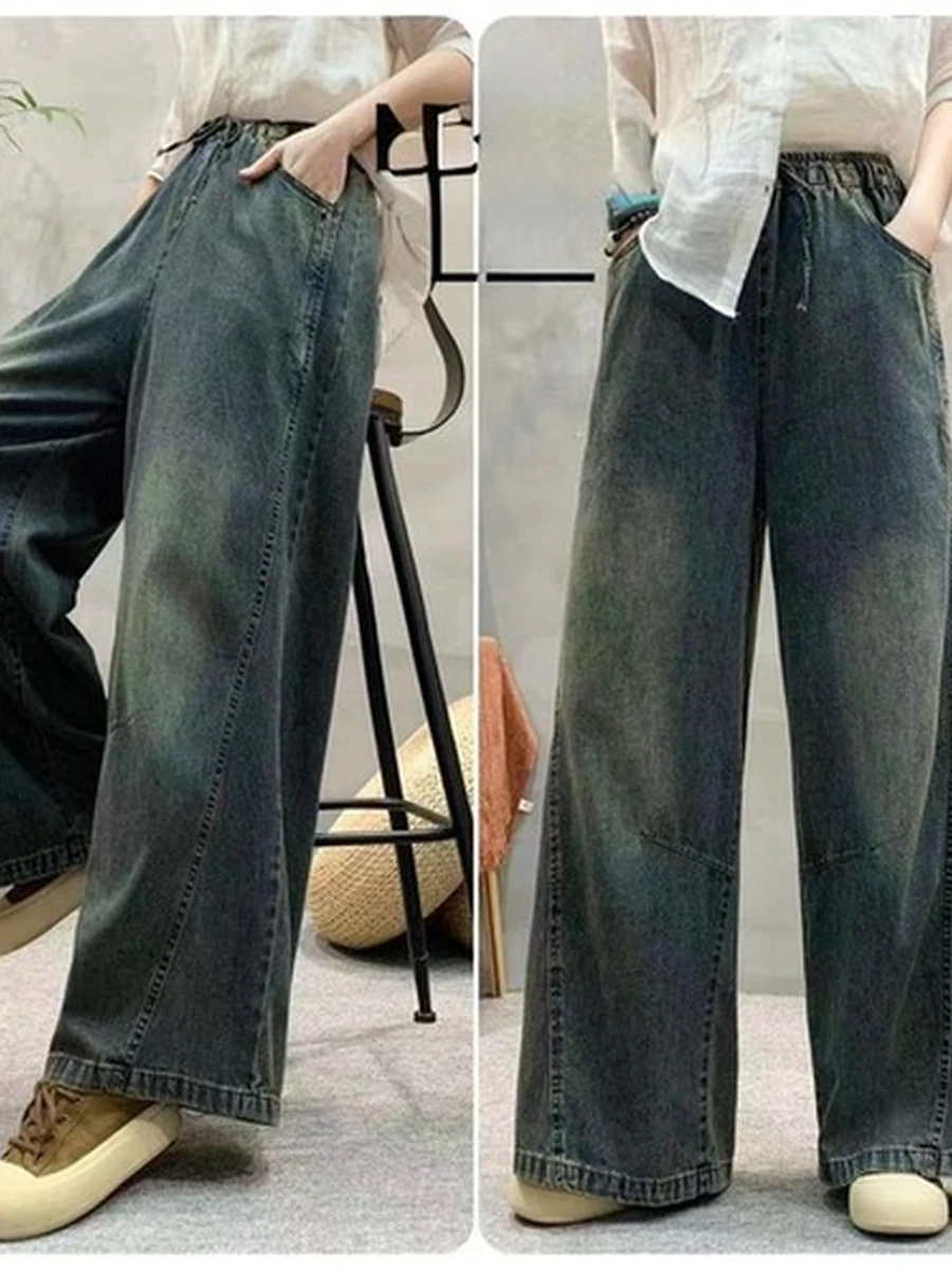 Женские джинсовые брюки oversize свободного силуэта