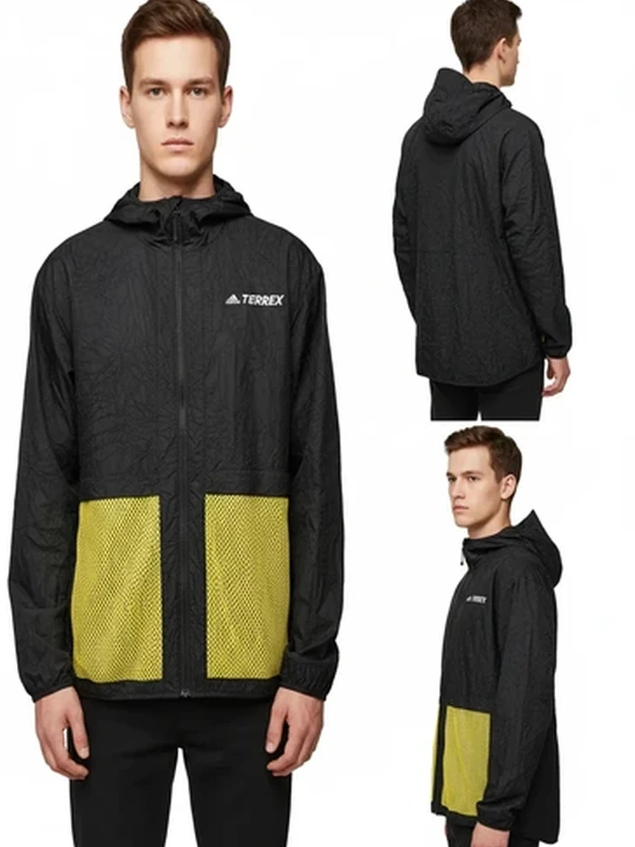 Мужская ветровка Adidas Terrex с капюшоном для бега и активного отдыха