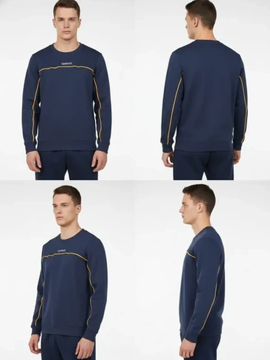 Свитшот мужской Reebok темно-синий с длинным рукавом для спорта