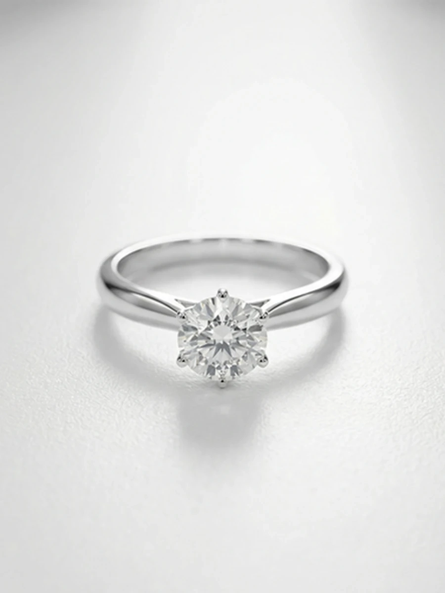 Кольцо Tiffany с лабораторным бриллиантом в 1.1 карат из белого золота 585 пробы