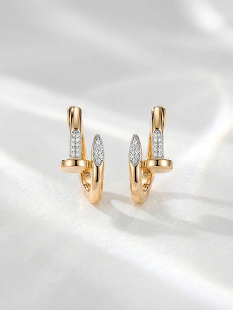 Серьги Сartier с фианитами золотые