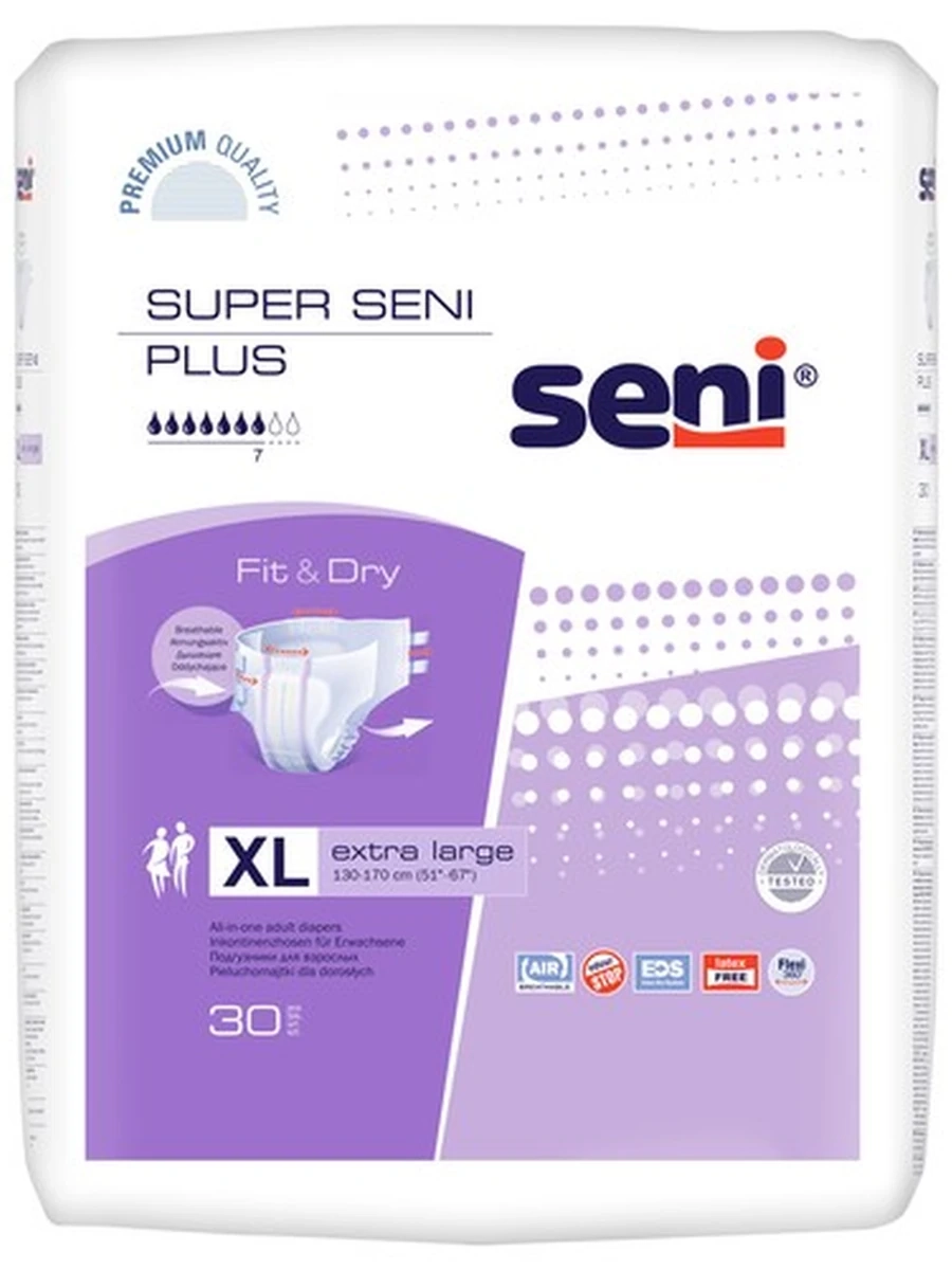 Подгузники для взрослых Super SENI Plus extra large 30шт