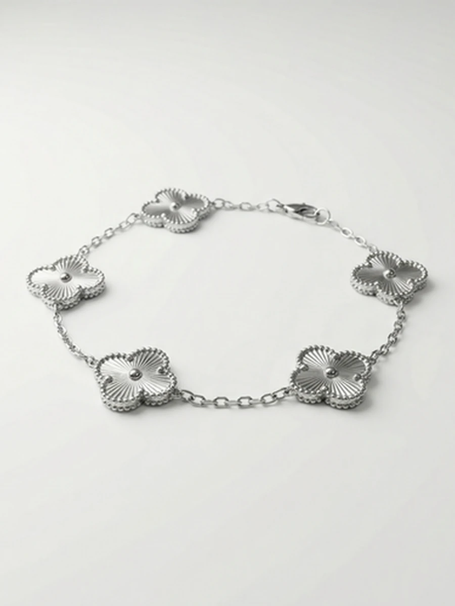 Браслет женский в стиле Van Cleef серебристый переливающийся