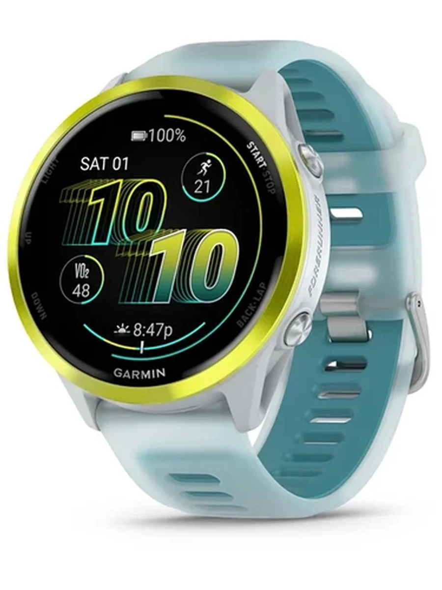 Garmin Forerunner 570 - 47mm Amp Yellow Aluminum with Translucent Whitestone/Turquoise Band